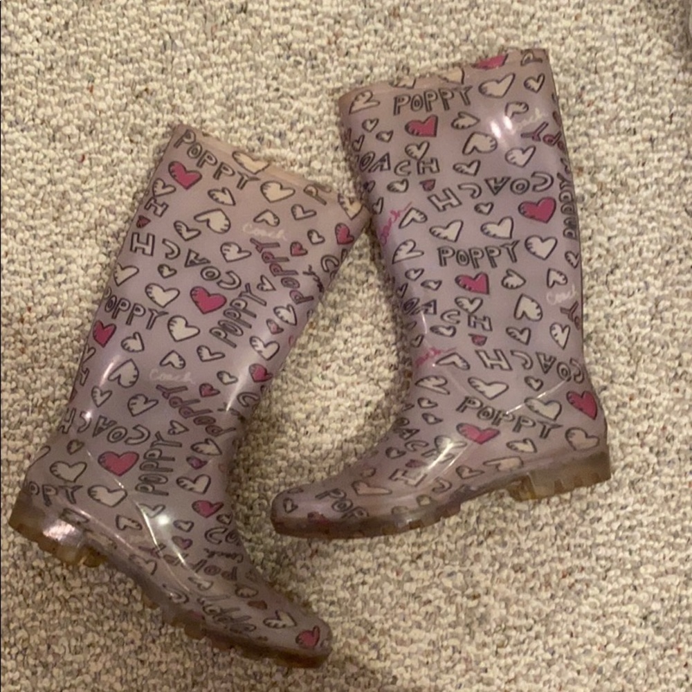 Authentic Coach Poppy mid-calf rain boots size 8